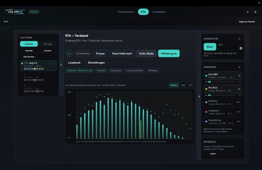 PA Pilot RTA im Dark Mode